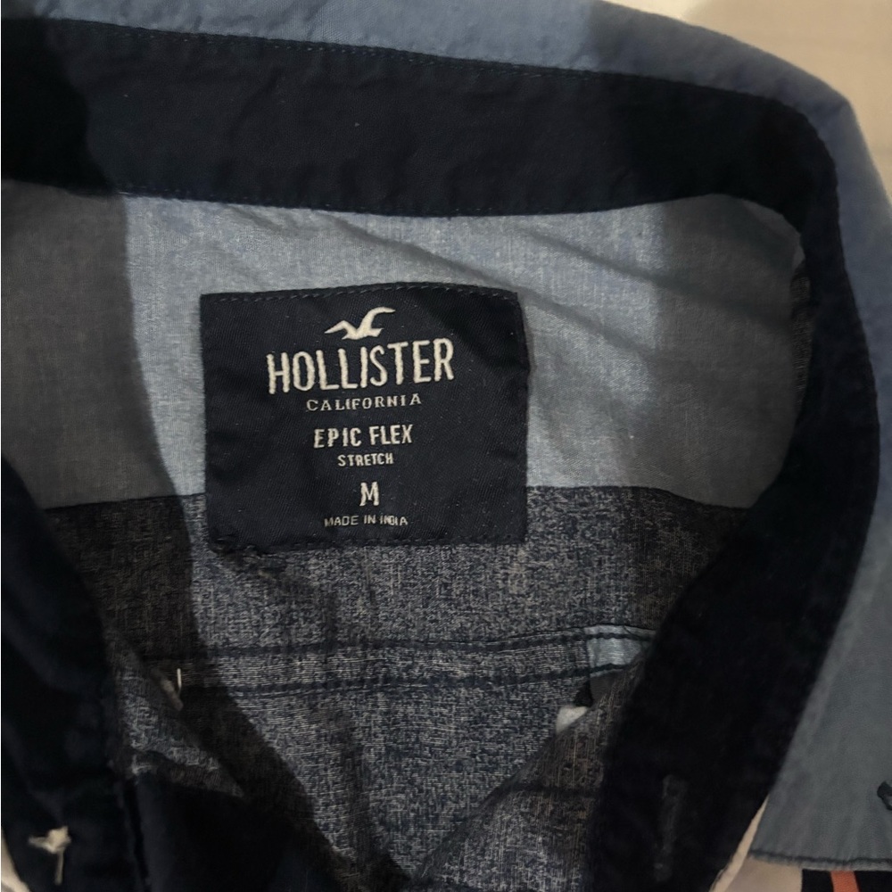 Hollister Navy and Light Blue Shirt
